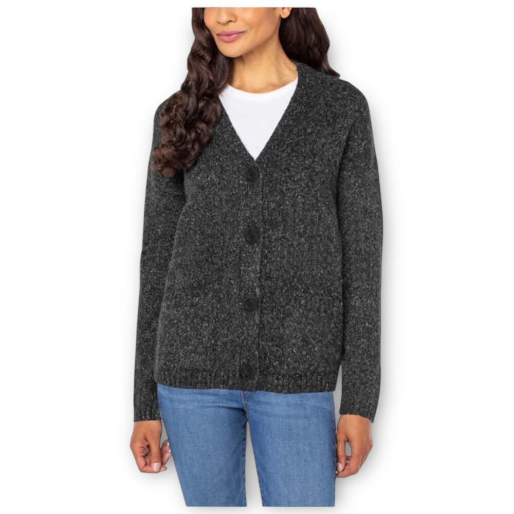 NWT Well Worn Boyfriend V-Neck Cardigan Sweater Black XXL - Picture 2 of 4